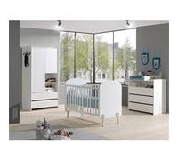 BODHI WHITE - Lit Bébé 60x120cm + Pack Commode + Armoire 2P -