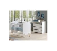 BODHI WHITE - Lit Bébé 60x120cm + Pack Commode -
