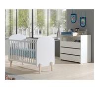 BODHI WHITE - Lit Bébé 60x120cm + Pack Commode -