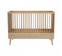 Lit bébé évolutif 70x140 cm laqué taupe et hêtre clair Cosy Beige G