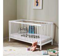 Lit bébé 70x140 - Lit à barreaux pour bébé - Réglable en hauteur - Barreaux amovibles - Bois de hêtre - Blanc