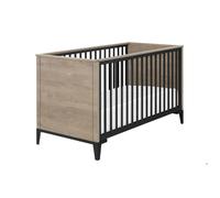 Lit bébé en chêne blond noir Marcel (70 x 140)