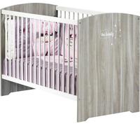 Lit bébé a barreaux - 120 x 60 cm - Babyprice Smile - Chene silex - Blanc