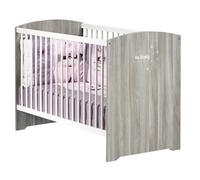 Lit bébé à barreaux - 120 x 60 cm - Babyprice Smile - Chêne silex - Blanc