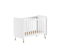 Lit bébé à barreaux Blanc et Gold Motif Graphique - TINY WHITE -