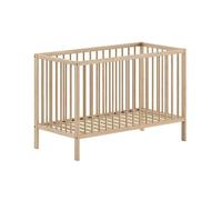 Lit Bébé à Barreaux - Dino - 60x120 cm - Bois Naturel - Hauteur Réglable - Beige