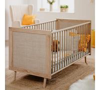 Lit bébé à barreaux en Bois Clair imprimé cannage 70x140 - LT7085
