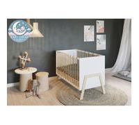 Lit bébé à barreaux MAGNUS - 120x60 cm - Côté coulissant - Réglable en Hauteur - Blanc