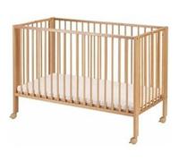 Lit bébé à barreaux pliable 60x120 cm en hêtre massif naturel Brun G
