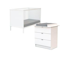 Lit bébé à panneaux Webaby 60x120 blanc + Meuble ou commode à langer Webaby blanc