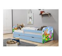 Lit bébé bleu safari avec tiroir et matelas 140/70 - Kocot Kids
