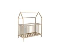 Lit bébé cabane évolutif en bois massif naturel 60x120