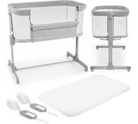 Lit bébé Cododo 3 en 1- Lit Parapluie Pliable Luna- Moby-System- Jusqu'à 9 kg, 7 Niveaux Réglables, 4 Roulettes Mur Latéral