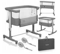 Lit bébé 3en1 LIONELO Aurora - Réglable en hauteur et inclinaison - Matelas et sac inclus - Gris