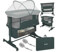 Lit bébé cododo 3en1 LIONELO Jodie - Berceau - Réglable en hauteur et inclinaison - Matelas haute densité - Vert