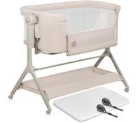 Lit bébé cododo 3en1 LIONELO Leonie Plus - Berceau - Réglable en hauteur et inclinaison - Matelas haute densité - Beige