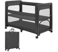 Lit bébé cododo 5en1 LIONELO Patty - Réglable en hauteur et inclinaison - Matelas et sac inclus - Roulettes avec frein - Gris