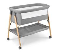 Moby-System Lit Bébé avec Matelas - Berceau Pliant 0-6 Mois - Gris Mélange - Respirant, Léger, Mobile avec roulettes et Freins, Pliable avec Panier de Rangement - LOZ Mili