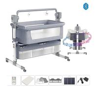 Lit bebe - Cododo electrique - Magic ZC - Cadre de soutien en alliage Fonction balancelle à 5 vitesses Jusqu'à 80kg 0-2ans Beige