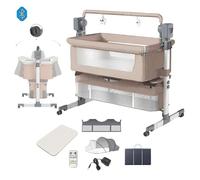 Lit bebe - Cododo electrique - Magic ZC - Cadre de soutien en alliage Fonction balancelle à 5 vitesses Jusqu'à 80kg 0-2ans Beige