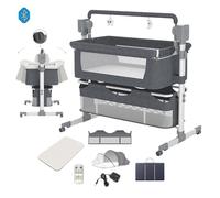 Lit bebe - Cododo electrique - Magic ZC - Cadre de soutien en alliage Grand panier Moustiquaire Jusqu'à 80kg 0-2ans 6 cadeaux Gris