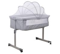 Lit Bébé Cododo - LVHCMFOHM - Moustiquaire et Matelas - Roues Universelles avec Frein - 96x57x77 cm - Gris