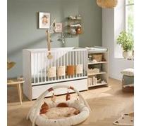 Lit bébé combiné 120 x 60 cm - Evolutif en 90 x 190 cm - En Bois et chant bois Blanc G
