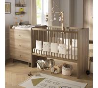 Sauthon Lit combiné évolutif et réversible Mokka (60 x 120 cm)