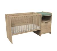 Sauthon Lit combiné Azur évolutif 120x60 en 90x190 avec porte décor chêne doré