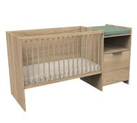 Lit Bébé Combiné Évolutif Avec Porte Décor Chêne Doré - Azur Marron 60X120
