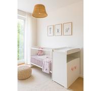 Lit Bébé Combiné Évolutif - Basic Blanc/rose 60X120