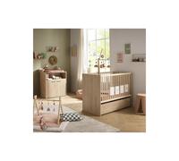 Lit bébé convertible SAUTHON Adele 120x60 cm avec commode 2 portes et niche hêtre/crème