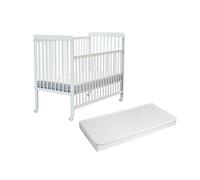 AT4 - Lit bébé coulissant en bois avec matelas ESSENTIEL Blanc 60 x 120 cm