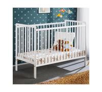 Lit bébé en bois - Berceau Cypi - L 124 cm x P 65 cm x H 85 cm - Blanc