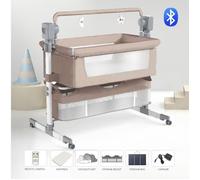 Lit bébé électrique Berceau Cododo - Magic ZC - Réglable en hauteur, avec matelas, moustiquaire, panier de rangement - 601 Beige
