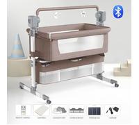 Lit bébé électrique Berceau Cododo - Magic ZC - Réglable en hauteur, avec matelas, moustiquaire, panier de rangement - 601 Kaki