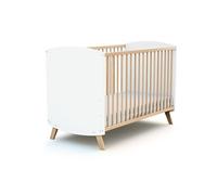 AT4 - Lit bébé en bois 60 x 120 cm SCANDINAVE Blanc et Hêtre Blanc - 60x120