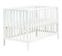 Lit Bébé en Bois de Pin 60 x 120 cm avec Barreaux Réglables en Hauteur Blanc