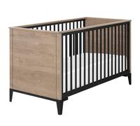 Lit bébé en chêne blond noir Marcel (70 x 140)