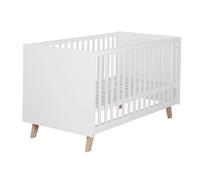 Lit bébé évolutif 2 en 1 à pieds en bois massif blanc / marron 70X140