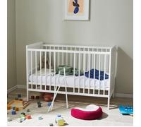 Lit bébé évolutif 2en1 120x60 - Avec matelas + sommier à lattes - Lit à barreaux en bois massif - Lit enfant - Blanc