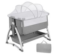 Lit Bébé Évolutif 3 en 1,Cododo bebe Convertible avec Moustiquaire,Matelas,Fonction bascule,Berceau Bébé avec panier de rangement,7 Hauteur Réglable,Lit Parapluie avec Sac Transport Pour 0-36 Mois