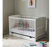 Lit bébé évolutif 4en1 - Lit à barreaux réglable en hauteur - Lit simple enfant - Barrière de lit - Sommier et tiroir inclus -