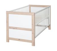 roba Lit bébé Malo 70 x 140 cm - Lit à barreaux évolutif - Hauteur réglable - Transformable en lit Junior - Bois laqué Blanc/décor chêne Sonoma