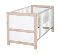 roba Lit bébé Malo 70 x 140 cm - Lit à barreaux évolutif - Hauteur réglable - Transformable en lit Junior - Bois laqué Blanc/décor chêne Sonoma