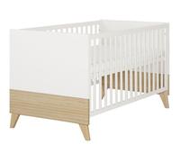 Lit bébé évolutif 70 x 140 cm - ROBA - Theo - Blanc / Chêne