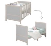 Lit Bébé Évolutif 70 x 140 ROBA Easy Sleep - Coins de Transformation Inclus - Bois /Gris