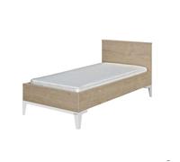 Lit bébé évolutif 70cm x 140cm effet bois chêne blond & blanc + 2 pans