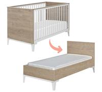 Lit bébé évolutif 70x140 cm avec 2 pans de transformation en chêne Marcel
