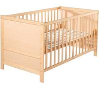 Lit Bébé Évolutif 70x140 - ROBA - Réglable en Hauteur - 3 Barreaux Amovibles - Coins de Transformation Inclus - Bois Naturel